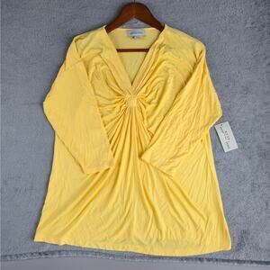 Knit‎ By Hampshire Studios Womens XL Top Blouse Yellow